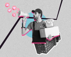 Illustration of ad campaigns, dollar signs, and conversion metrics representing ROI-driven PPC advertising